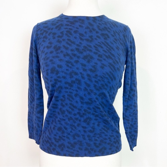 JOIE BLUE BLACK LEOPARD PATTERN PULLOVER SWEATER WOMENS SZ SMALL - Picture 1 of 6
